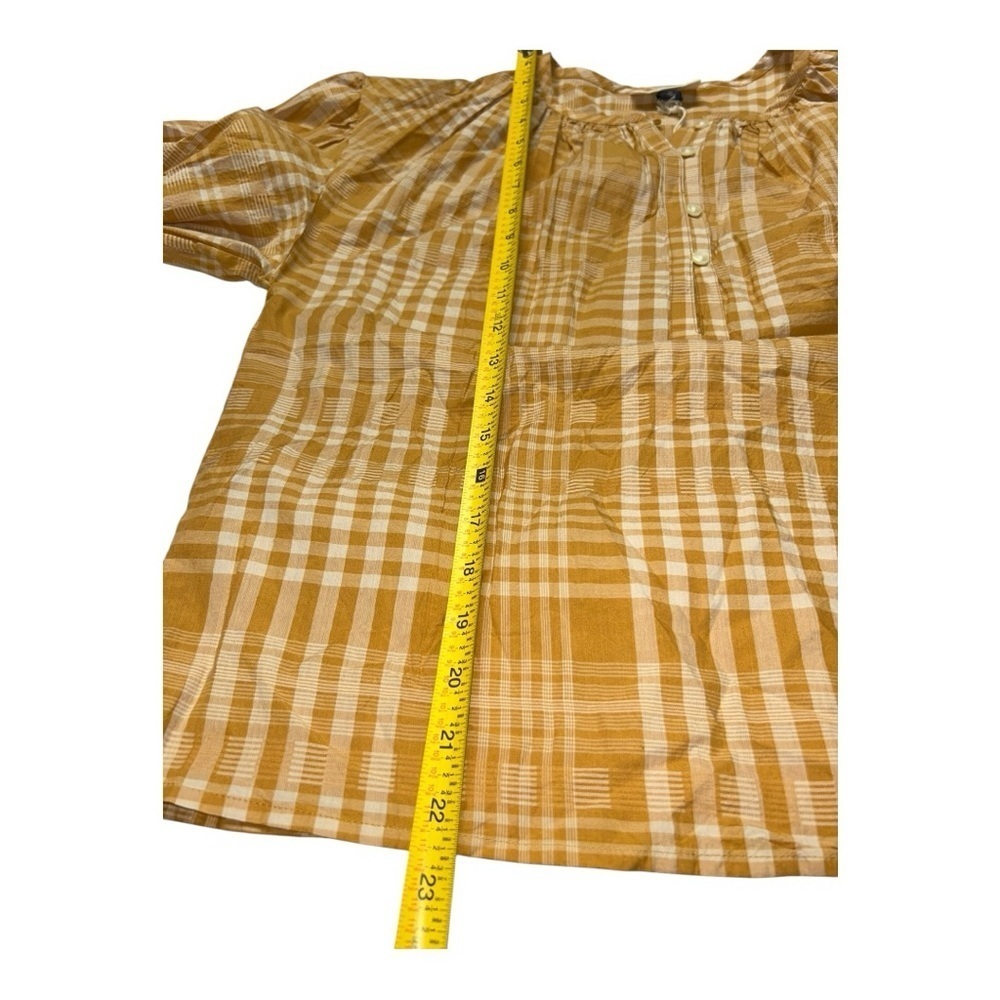 Universal Thread Women's Balloon Long Sleeve Popover Blouse Yellow Plaid Size XS - Picture 6 of 10